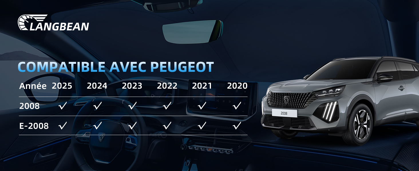 Pare-Soleil Pare-Brise Avant pour Peugeot 2008