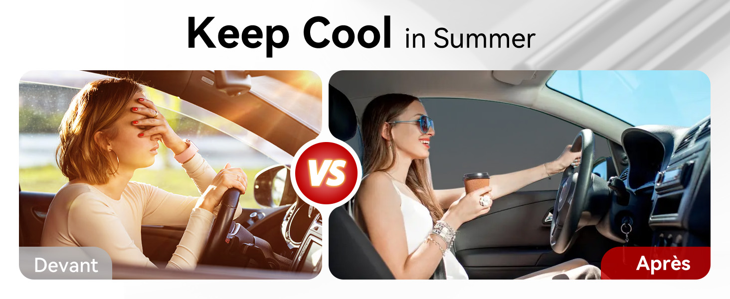 Images promotionnelles de style de vie avec le texte « Keep Cool in Summer » montrant des personnes dans diverses poses décontractées.