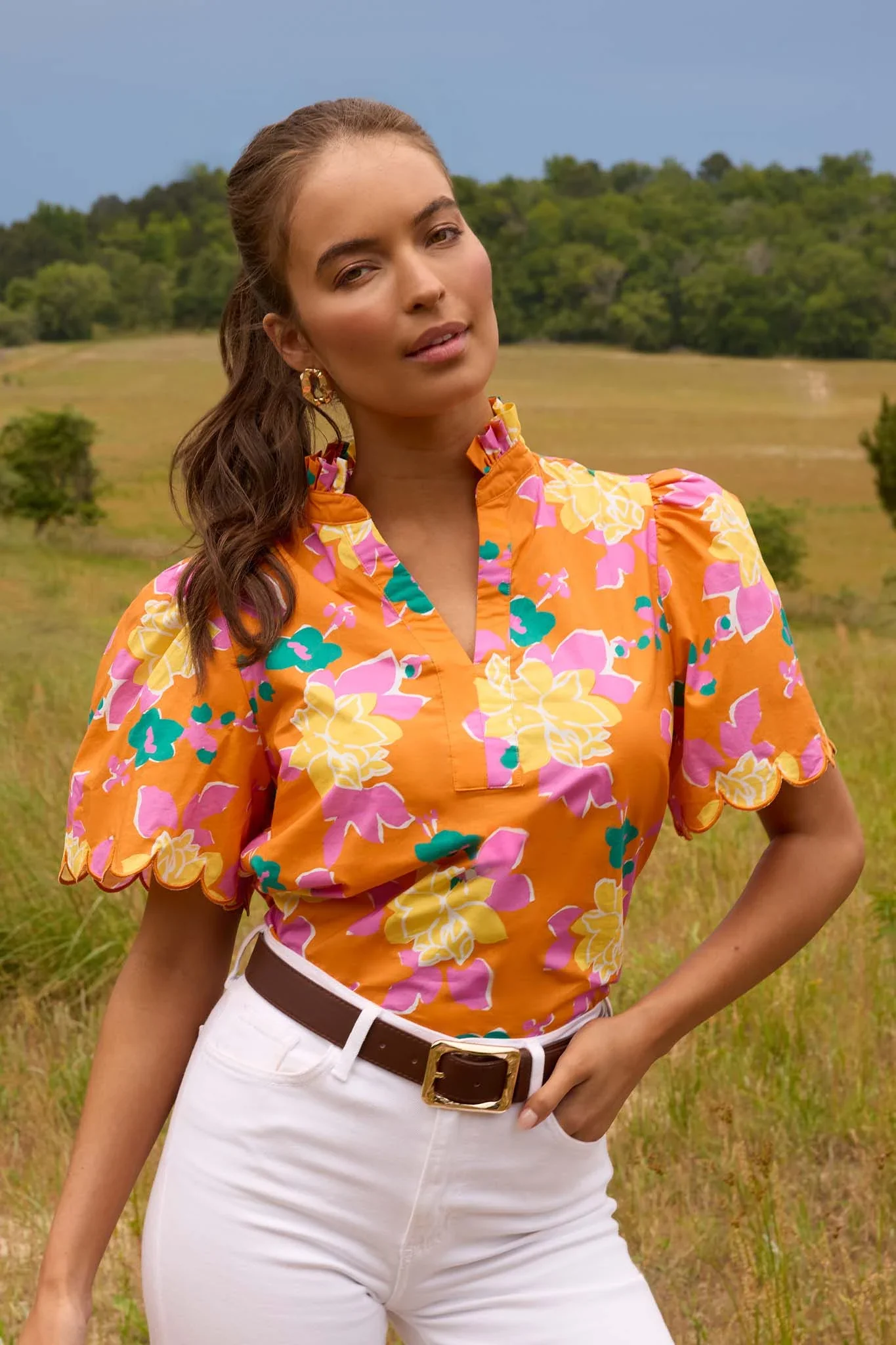 Vera Top- Orange Multi